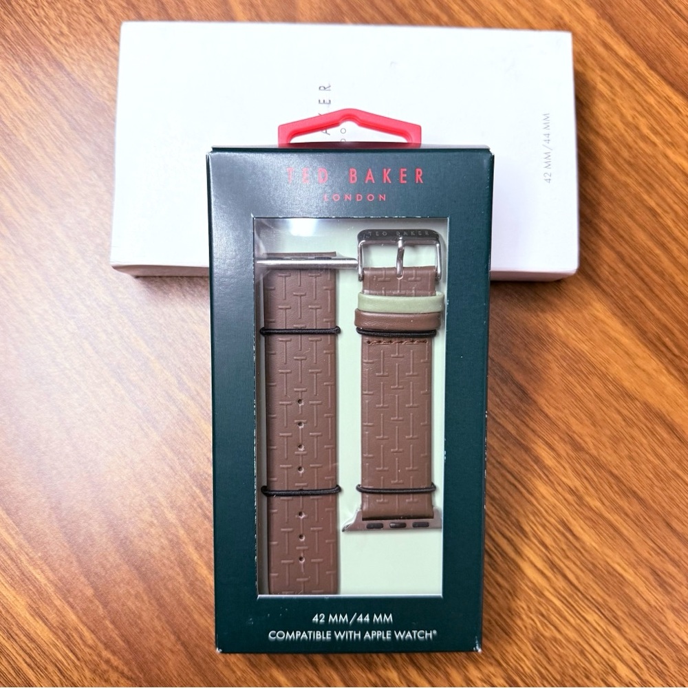 Ted Baker London Brown Leather T Embossed 42mm / 44mm Apple Watch Straps